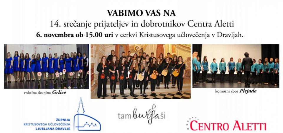 Tamburjaši, zvok tamburic na srečanju prijateljev in dobrotnikov Centra Aletti